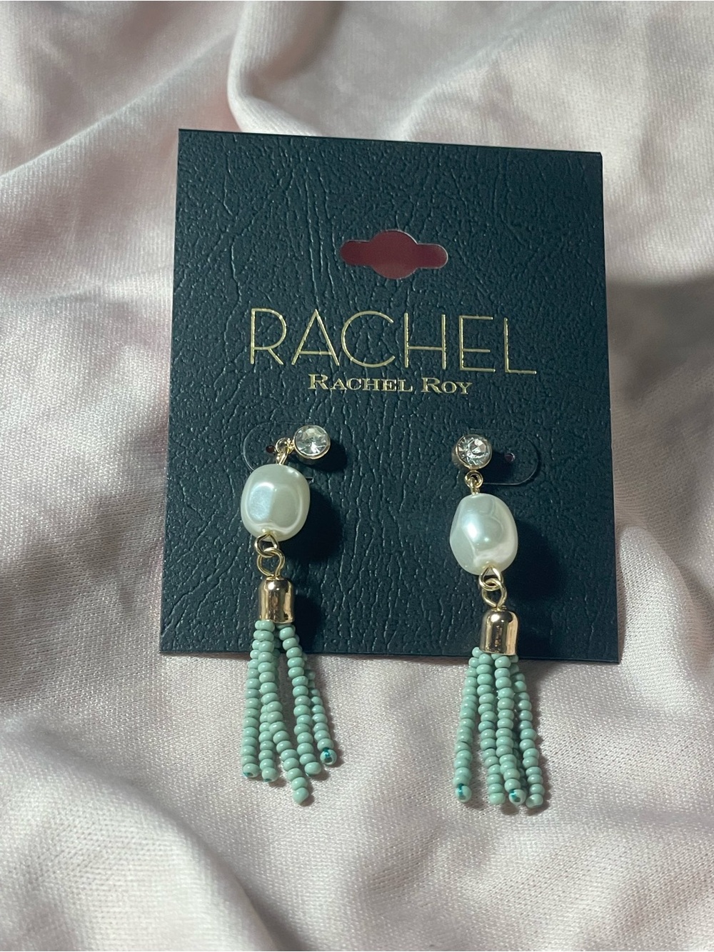 RACHEL Rachel Roy Mint Bead Tassel Drop Earrings
